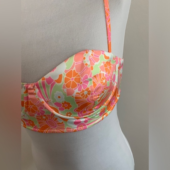 Princess Polly Maddie Set Floral Orange Silky Bra Top Flares high waist festival - Picture 12 of 16